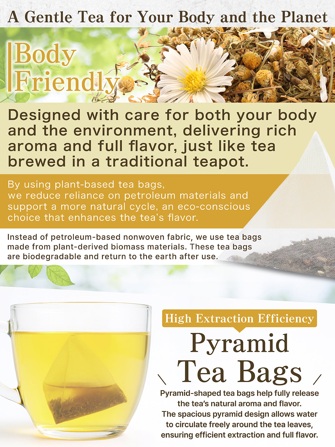 [HELLO and] Organic Chamomile Tea: 100% Egyptian German Chamomile (JAS Certified, Caffeine-Free, 30 Bags)