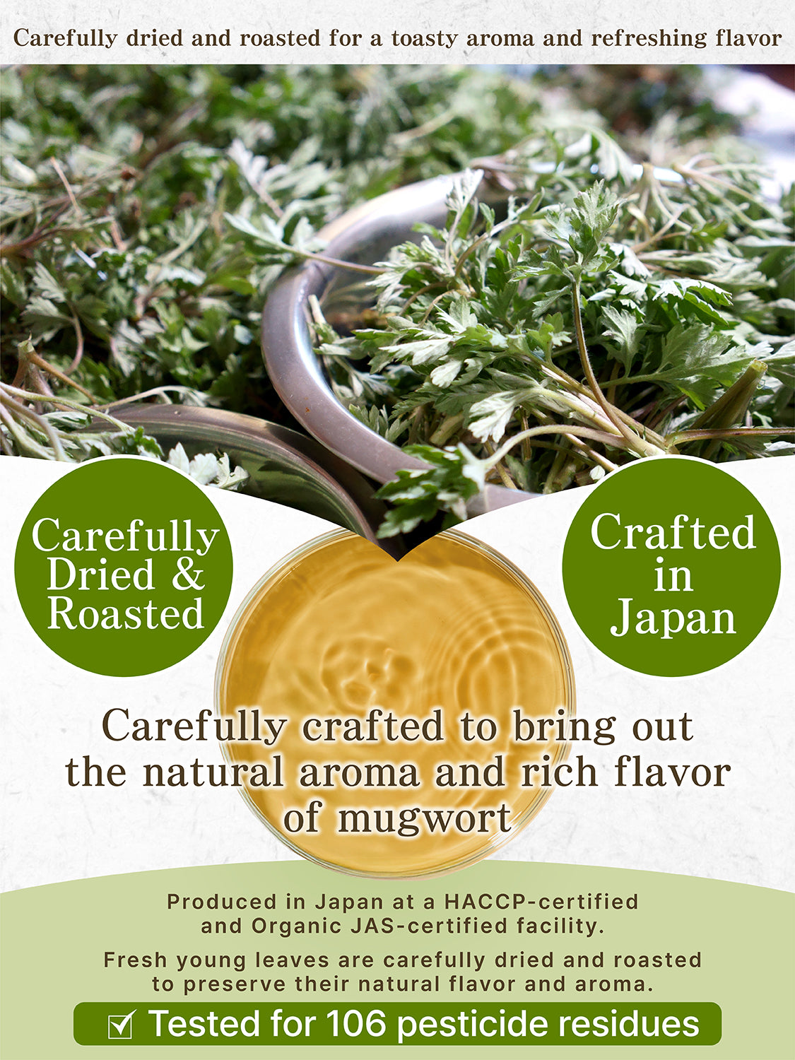[HELLO and] Japanese Mugwort Tea: 100% Tokushima-Grown (Caffeine-Free, 30 Bags / 3g per bag)