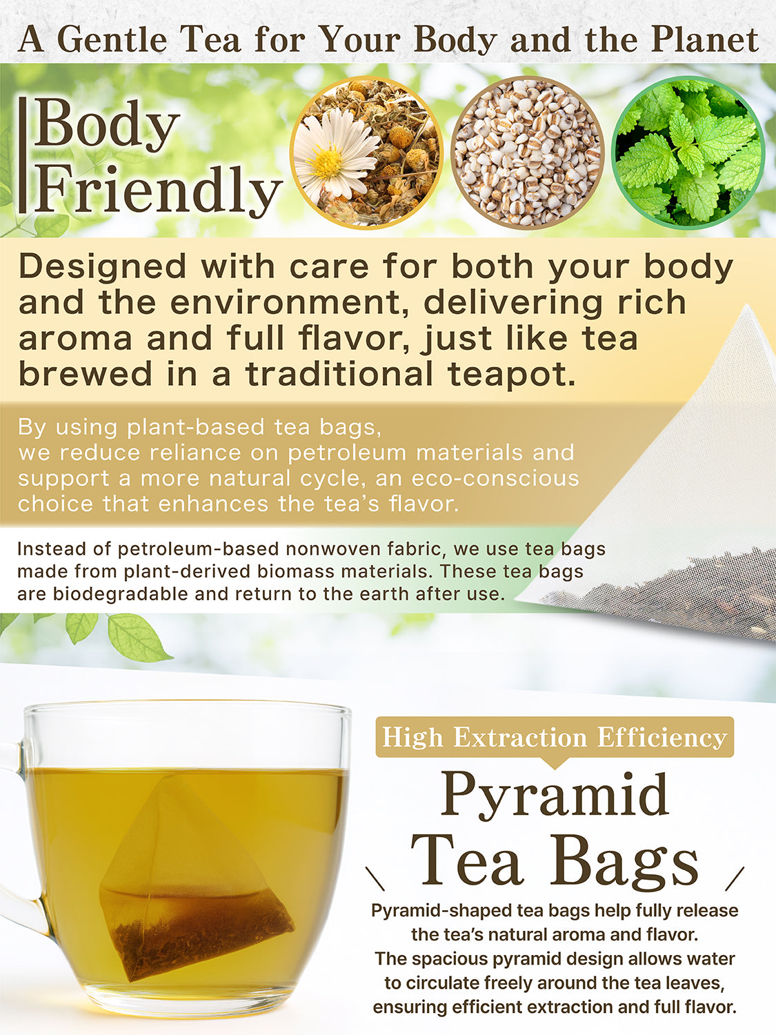 [HELLO and] Ryo-no-ka Blend: Egyptian Chamomile, Japanese Pearl Barley & Egyptian Peppermint (Caffeine-Free, 30 Bags)