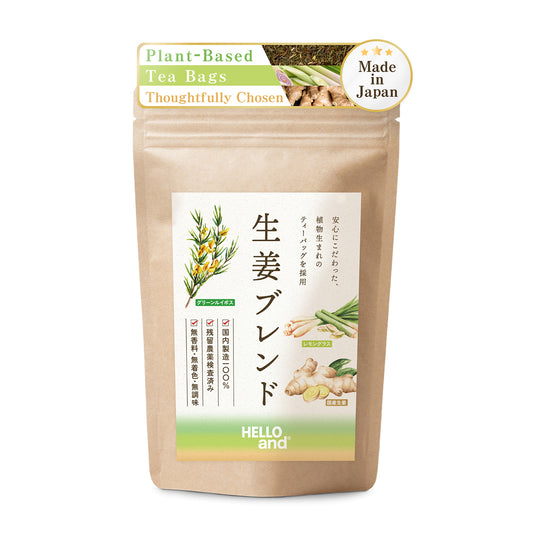 [HELLO and] Ginger Blend: Japanese Ginger, Lemongrass & Green Rooibos (Caffeine-Free, 30 Bags)