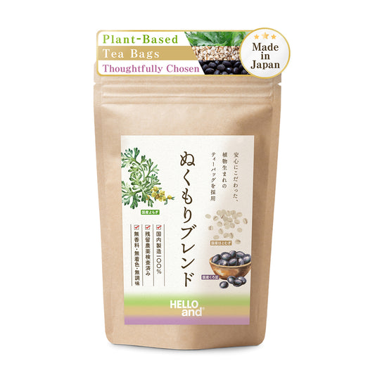[HELLO and] Nukumori Blend: Japanese Black Soybean, Pearl Barley & Mugwort Tea (Caffeine-Free, 30 Bags)